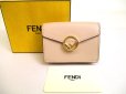 Photo1: FENDI F IS FENDI FF Beige Leather Gold H/W Micro Trifold Wallet #a137 (1)