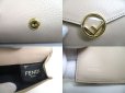 Photo10: FENDI F IS FENDI FF Beige Leather Gold H/W Micro Trifold Wallet #a137