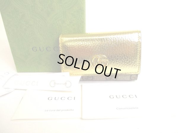 Photo1: GUCCI Japan Limited GG Gold Leather Gold H/W 6 Pics Key Cases #a142