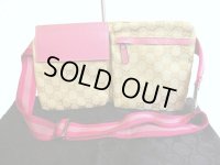 GUCCI GG Beige Canvas Pink Leather Waist Packs Belt Bag Purse #a143