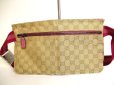 Photo2: GUCCI GG Beige Canvas Pink Leather Waist Packs Belt Bag Purse #a143 (2)