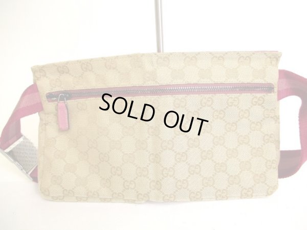 Photo2: GUCCI GG Beige Canvas Pink Leather Waist Packs Belt Bag Purse #a143