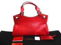 Cartier Wine Red Calf Leather Hand Bag Purse Marcello de Cartier SM #a147