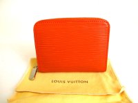 LOUIS VUITTON Epi Orange Leather Silver H/W Zippey Coin Purse #a152