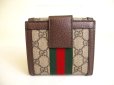 Photo2: GUCCI Brown Leather Bifold Wallet Ophidia GG French Flap Wallet #a153 (2)