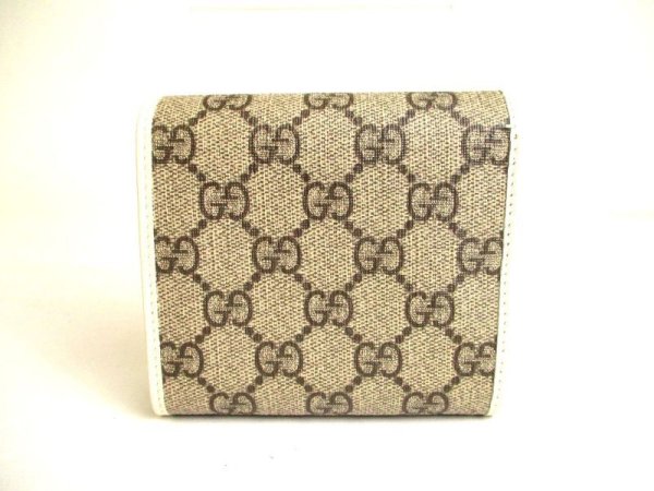 Photo2: GUCCI Horsebit GG White Leather Bifold Wallet Compact Wallet #a154