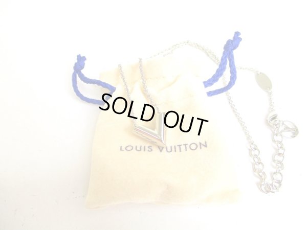 Photo1: LOUIS VUITTON Silver Plated Essential V Chain Necklace #a158