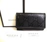 Photo1: GUCCI GG Imprimee Black Leather 6 Pics Key Cases #a163 (1)