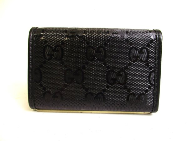 Photo2: GUCCI GG Imprimee Black Leather 6 Pics Key Cases #a163
