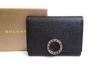 BVLGARI Logo Clip Black Leather Business Card Case Card Holder #a165