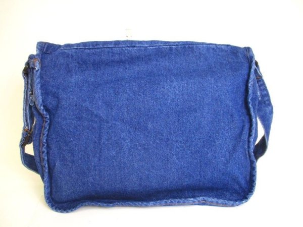Photo2: HUNTING WORLD Blue Denim Messenger Bag Crossbody Bag Purse #a172