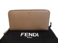 Photo1: FENDI Peekaboo Greige Leather Zip Around Long Wallet #a174 (1)