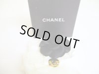 CHANEL Camelia Black Canvas Corsage Brooch #a175