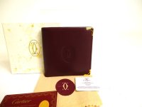 Cartier Must de Cartier Bordeaux Leather Bifold Wallet Purse #a179