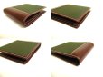 Photo7: HUNTING WORLD Safari Khaki Green Canvas Brown Leather Bifold Wallet #a180