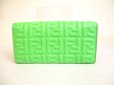 Photo2: FENDI Lignt Green Leather Flap Long Wallet Baguette Continental #a182 (2)