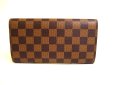 Photo2: LOUIS VUITTON Damier Brown Leather Trifold Long Wallet International #a183 (2)