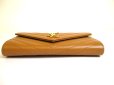 Photo5: Saint Laurent Paris Gold YSL Motif Brown Leather Long Flap Wallet #a184