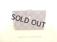 LOUIS VUITTON Damier Brown Leather Bifold Wallet Viennois #a185