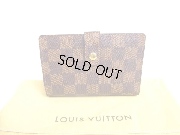 Photo1: LOUIS VUITTON Damier Brown Leather Bifold Wallet Viennois #a185