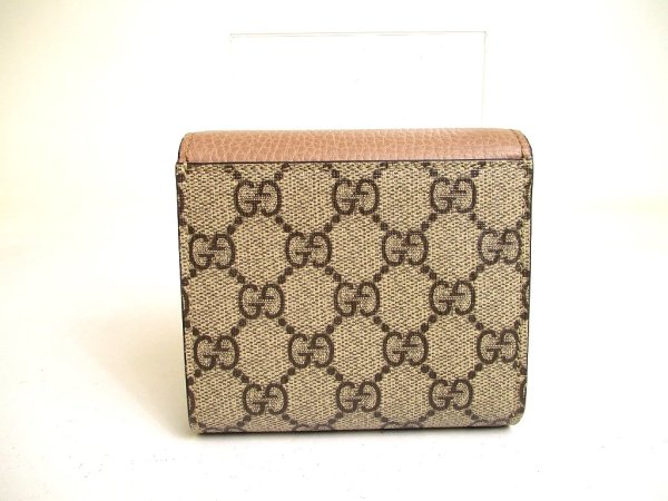 Photo2: GUCCI Double G Dusty Pink Leather Bifold Wallet Compact Wallet #a188