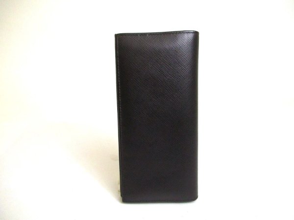 Photo2: PRADA Saffiano Black Leather Bifold Long Flap Wallet #a189
