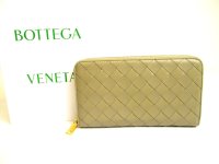 BOTTEGA VENETA Intrecciato Olive Geen Leather Round Zip Wallet Purse #a197