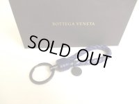 BOTTEGA BENETA Intrecciato Navy Blue Leather Key Chain Key Holder #a201