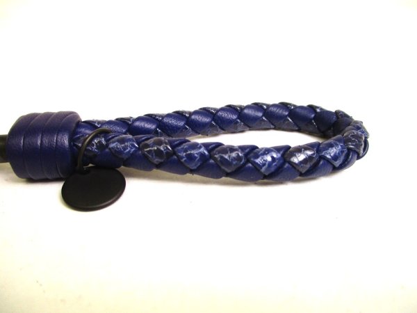 Photo2: BOTTEGA BENETA Intrecciato Navy Blue Leather Key Chain Key Holder #a201
