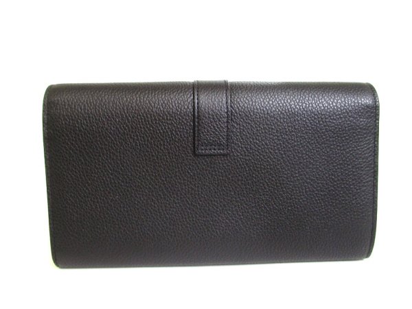 Photo2: Saint Laurent Paris Gold YSL Motif Black Grain Leather Long Flap Wallet #a205