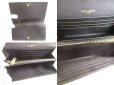 Photo8: Saint Laurent Paris Gold YSL Motif Black Grain Leather Long Flap Wallet #a205
