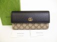 Photo1: GUCCI Marmont G Black Leather Continental Wallet Flap Long Wallet #a206 (1)