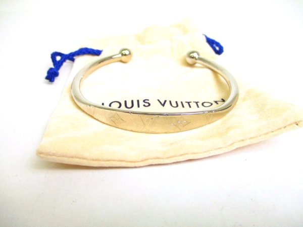 Photo1: LOUIS VUITTON Monogram Silver Brass Bracelet Monogram Jonc #a212