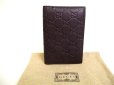 Photo1: GUCCI Guccishima GG Leather Dark Brown Passport Holders #a214 (1)