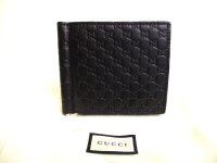 GUCCI Guccissima Black Leather Bifold Bill Wallet #a215