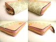 Photo7: GUCCI Double G Beige Coating Canvas Light Pink Leather Round Zip Wallet #a217