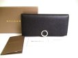 Photo1: BVLGARI Black Leather Logo Clip Flap Long Wallet #a223 (1)