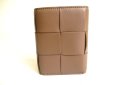 Photo2: BOTTEGA VENETA Cassette Khaki Brown Leather Trifold Wallet Compact Wallet #a227 (2)