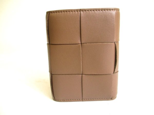 Photo2: BOTTEGA VENETA Cassette Khaki Brown Leather Trifold Wallet Compact Wallet #a227