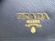 Photo10: PRADA Black Red Saffiano Leather Trifold Wallet Compact Wallet #a228