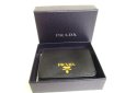 Photo12: PRADA Black Red Saffiano Leather Trifold Wallet Compact Wallet #a228