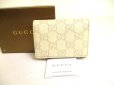 Photo1: GUCCI GG Guccissima Pearl White Leather Card Holder #a230 (1)