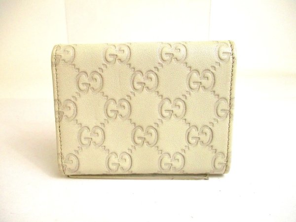 Photo2: GUCCI GG Guccissima Pearl White Leather Card Holder #a230