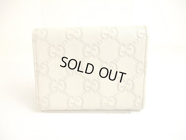Photo2: GUCCI GG Guccissima Pearl White Leather Card Holder #a230