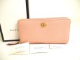 Photo1: GUCCI Marmont GG Light Pink Leather Round Zip Long Wallet #a232 (1)