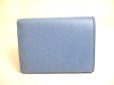 Photo2: PRADA Ribbon Motif Light Blue Leather Trifold Wallet Compact Wallet #a233 (2)