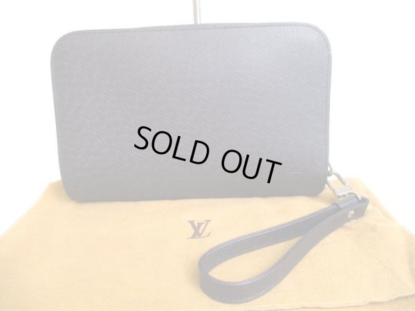 Photo1: LOUIS VUITTON Taiga Ardoise Leather Clutch Bag Document Case Baikal #a239