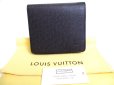 Photo1: LOUIS VUITTON Ardoise Black Taiga Leather Bifold Wallet #a240 (1)