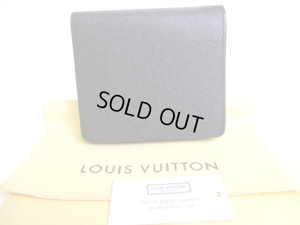 Photo1: LOUIS VUITTON Ardoise Black Taiga Leather Bifold Wallet #a240