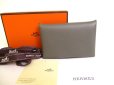 Photo1: HERMES Gray Evercolor Leather Card Case Card Holder Calvi #a249 (1)